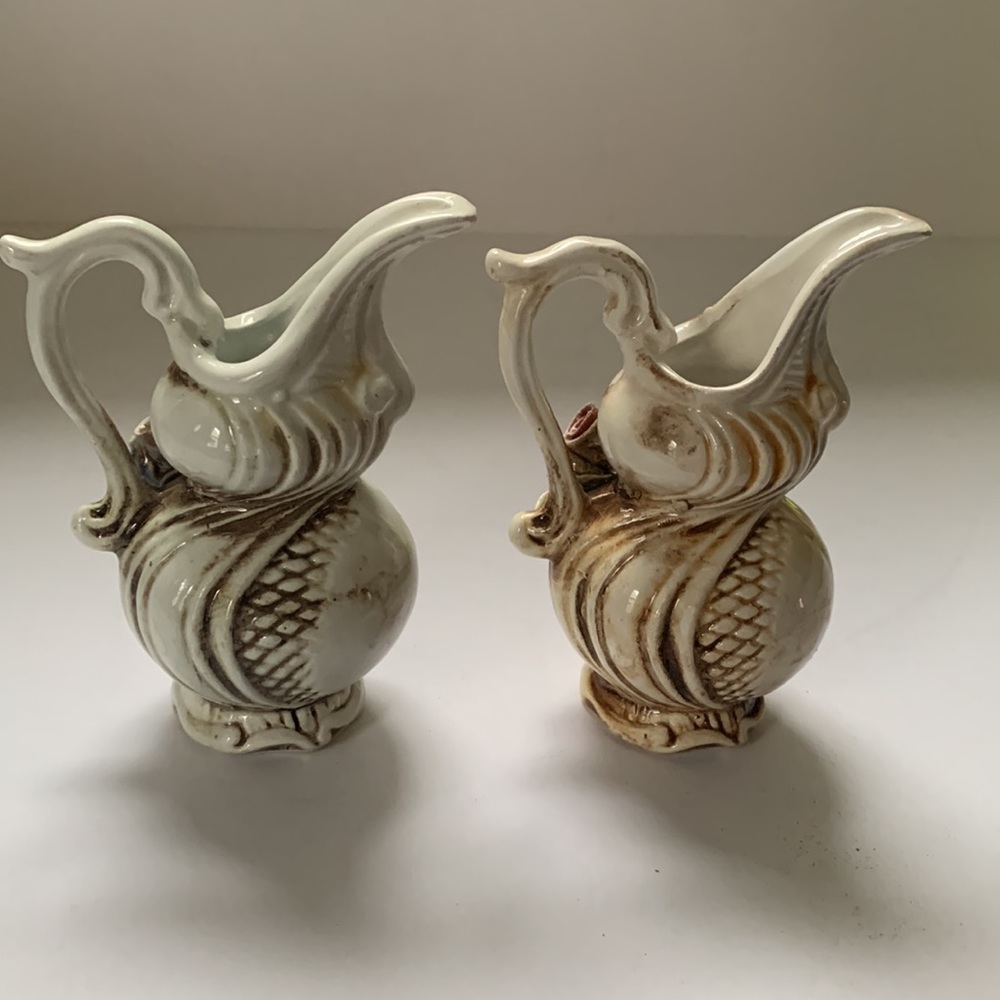 Vintage Italian Ceramic Porcelain Pair Of Personal Creamers Made In Italy - Picture 3 of 6